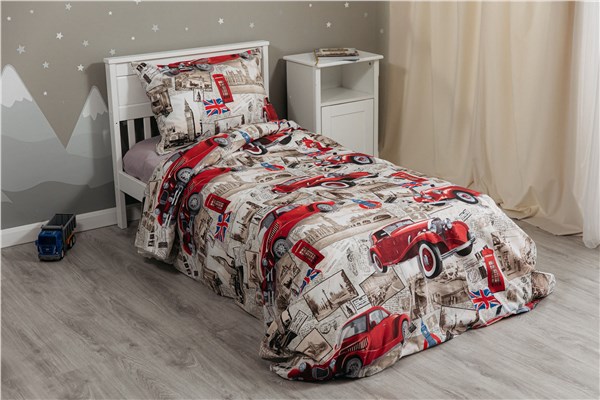 Детское постельное бельё Sweet Dreams Retro Red Car (на резинке + молния)