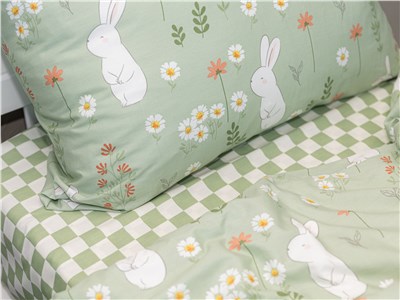 Детское постельное бельё Сладкие Сны(Sweet Dreams) Зайки на лугу(на резинке + молния)