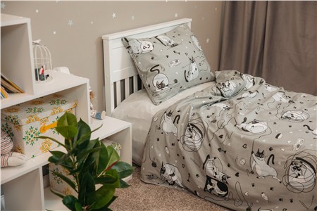 Детское постельное бельё Sweet Dreams Gray Cats (на резинке + молния)
