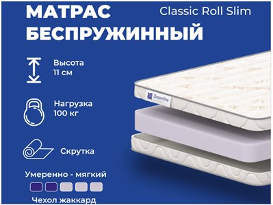 Детский матрас DreamLine Classic Roll Slim