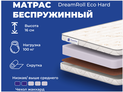 Детский матрас DreamLine DreamRoll Eco Hard