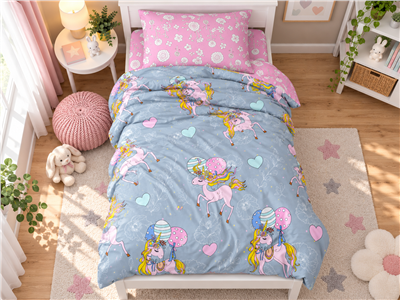 Детское постельное бельё Сладкие Сны(Sweet Dreams) Воздушная единорожка (на резинке + молния)