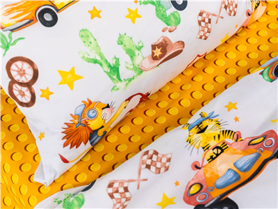 Детское постельное бельё Сладкие Сны(Sweet Dreams) Гонщики (на резинке + молния)