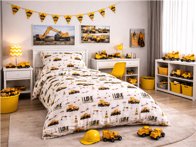 Детское постельное бельё Сладкие Сны(Sweet Dreams) Стройка(на резинке+молния)