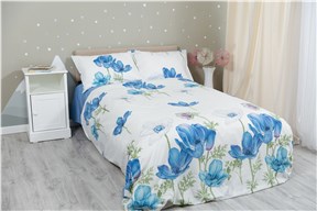 Детское постельное бельё Sweet Dreams Blue Poppies (на резинке + молния)